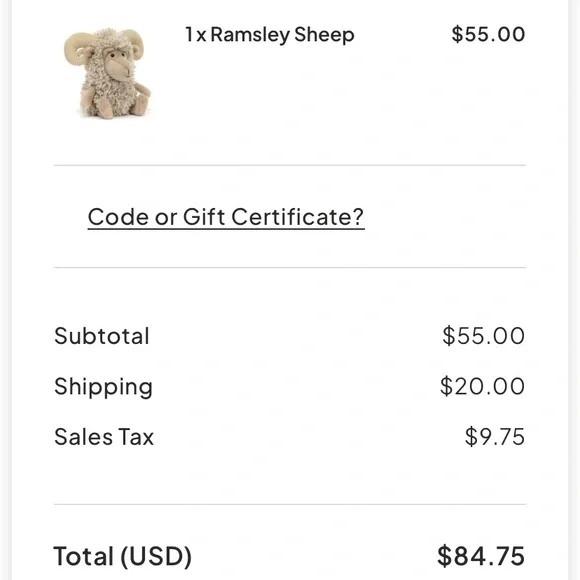 Jellycat Ramsley Sheep - Picture 10 of 10